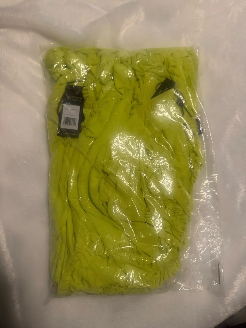 AFRM Neon Lime Ruffle-Trim High-Low Maxi Dress